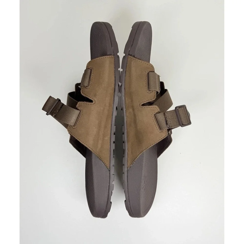 Chaco Lowdown Leather Slide Sandals Mens Size 14 Brown Adjustable Comfort